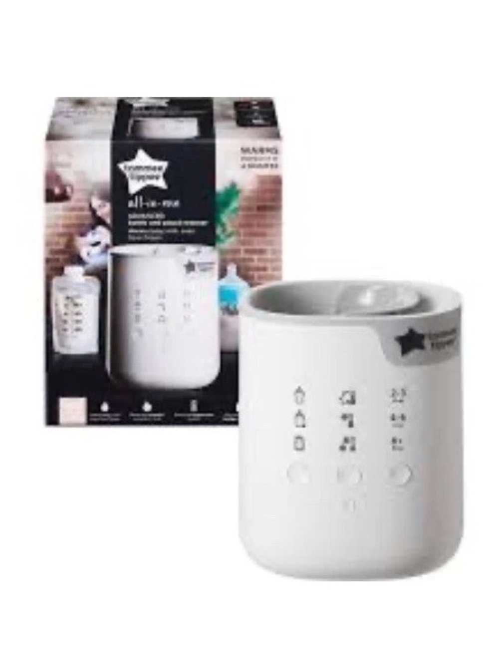 New TOMMEE TIPPEE 3 In 1 Advanced Baby Bottle/Pouch Warmer Auto Time Touch White